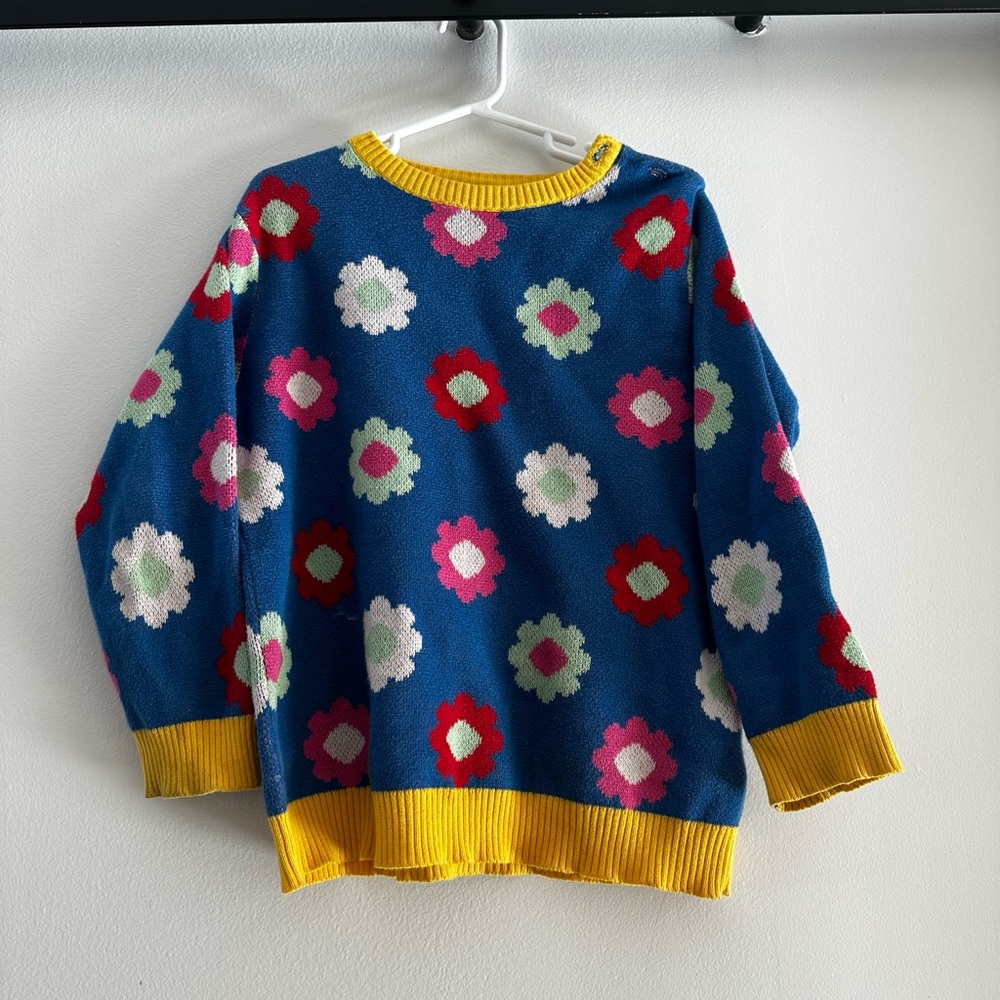 Kids Floral Patterned Blue Sweater